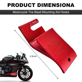 KVAEY Motorcycle Tire Bead Installation Holder Hook, Off-Road Tire Removal Install Assistance Tool, Universal Wheel Tire Changing Tool for Dirt Bike, Motorcycle Accessories (Red)