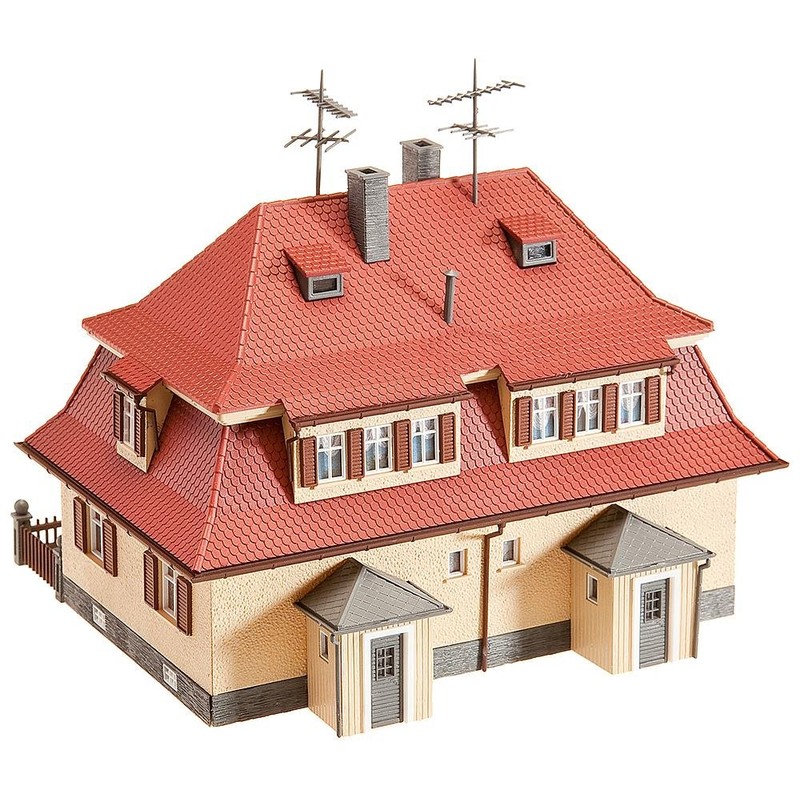 FALLER FA130464 - Siedlungs-Doppelhaus (Klinker), Braun, Beige, Grau