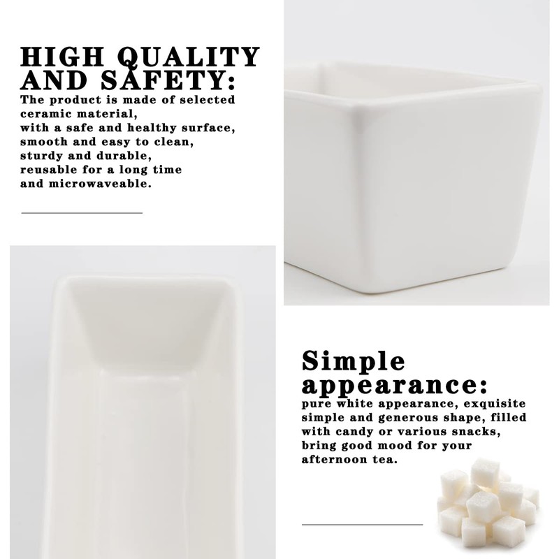 DOERDO 2Pcs Ceramic Sugar Packet Holder Tea Bag Bowl Storage