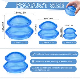 Chihutown 6PCS Massage Cups, Cupping Set 3 Sizes, Blue Massage Cups for Cupping Therapy, Cupping Without Fire, Suction Cups for Body, Massage Tools, Practical Presents (Blue)