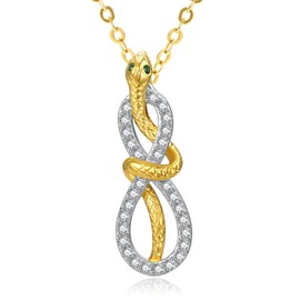 KINGWHYE Infinity Snake Necklace Sterling Silver Gold Snake Pendant Fine Jewellery Gifts for Women Men
