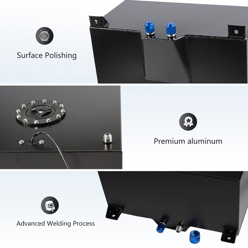 Donpida 15 Gallon Fuel Cell Aluminum Polished with Cap Level