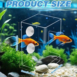 Aquarium Fish Feeder Fish Tank Dish Tray with Suction Cup, Feeding Tube Turtle Shrimp Acrylic Cuboid Transparent Holder Container Prevent Food Spilling