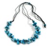 Avalaya Light Blue Shell and Teal Wood Beads with Black