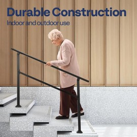 Unbranded 2/3/4/5/6 Steps Hand Rails for Outdoor Steps 2-Pack Wrought Iron Porch Railing - 4 Steps