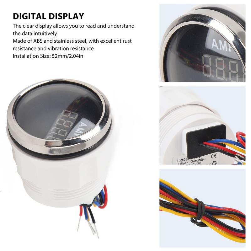 52MM Digital Ammeter DC9 to 32V 100A Sensitive Sensor Accurate