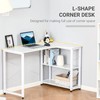 L-Shaped Computer Desk, Corner Workstation with 2 Side Shelves, White