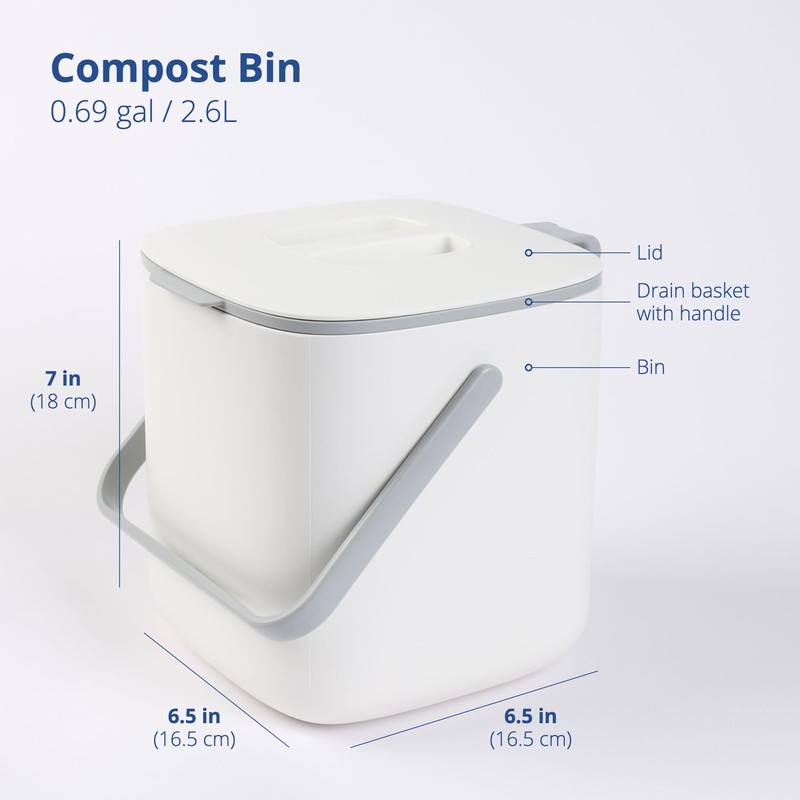 Blue Ginkgo Kitchen Compost Bin [2.6L / 0.69 GAL] –