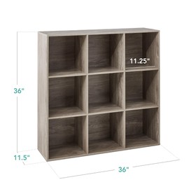 Best Choice Products 9-Cube Storage Organizer, 11in Shelf Opening, Bookcase, Display Shelf, Customizable w/ 3 Removable Back Panels - Greige
