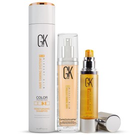 GK HAIR Global Keratin Moisturizing Shampoo 300ml and Serum 50ml with CurlsDefineHer 3.4 fl oz for dry, frizzy, unmanageable, and chemically processed hair