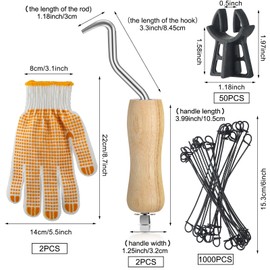 CraftyDream 1053 Pcs Tie Wire and Wire Twister Set 1000 Pcs 6 Inch 16 Gauge Double Loop Bar Ties 2 Twisters Wooden Grip Handle 1 Gloves 50 Snap Rebar Chairs for Securing Concrete Steel Construction