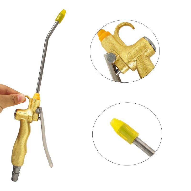 Heavy Duty Golden Alloy Ergonomic Air Blow Gun with Soft