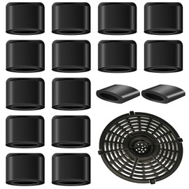 16 Pcs Rubber Non-Scratch Protective Covers Tip Silicone Pieces Air Fryer Tray Rubber Feet Air Fryer Rubber Bumpers Air Fryer Replacement Parts Accessories for Air Fryer Grill Pan(Black)