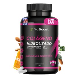 Colágeno Hidrolizado 600mg 180 Cápsulas Biotina Nuboost Sabor