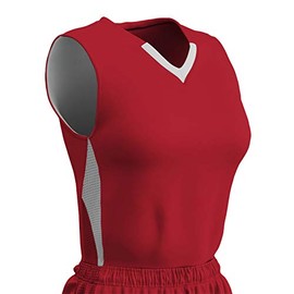 Champro Women's Standard Post Up Reversible Basketball Jersey, Scarlet, White, X-Large