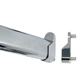 48" Oval Closet Rod with Rear Pin End Supports - Polished Chrome - 3 Sets