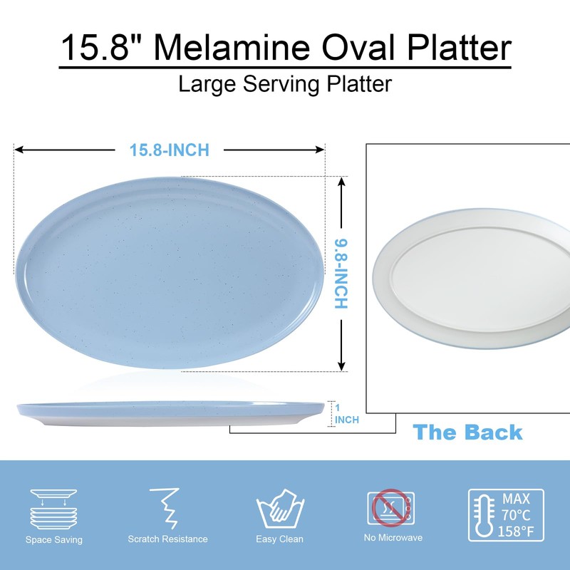 Webbylee ‌16" Melamine Oval Platter - Lightweight Durable Serving Tray