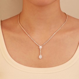 BaronCara Tennis Necklaces for Women Dainty 14K Gold Plated Diamond Tennis Choker Necklace Sparkly Rhinestone Necklace Bling Cubic Zirconia Necklace Tennis Chain for Women Men Tennis Necklaces 10