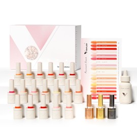 VENALISA V2 22 Pcs 10 ML Red Orange Gel Nail Polish Set with Color Card, Pink Red Orange Gel Polish Kit Nail Art Starter Manicure Salon DIY at Home