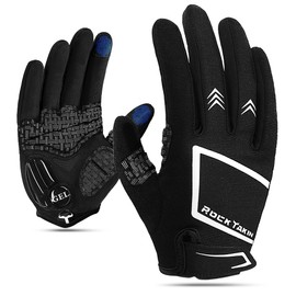 ROCK TAKIN Cycling Gloves for Men Women, 5MM Gel Pad Breathable Road MTB Bike Gloves with Touch Screen Anti-Slip Sweat Wipe Shock-Absorbing Full Finger Biking Gloves for Bicycle Workout Training