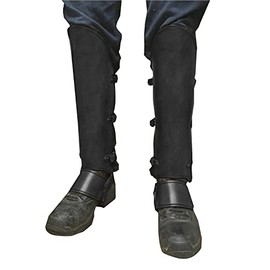 SocalmDown Medieval Gaiters Knight Warrior Armor Boots Covers Props Steampunk Costume Accessories Over with Studs Pirate Leg (S02-Black)