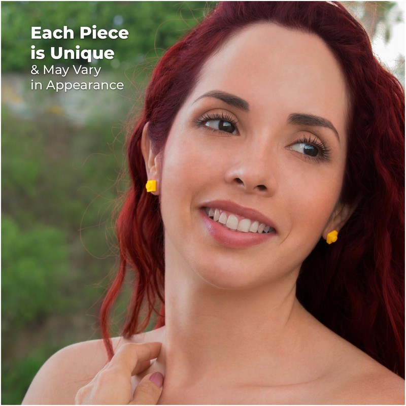 Square Brick Stud Earrings with Gold-platted Body. Lightweight, Hypoallergenic, Great