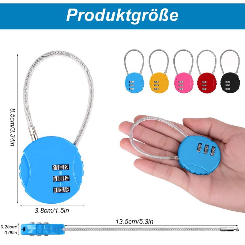 Luggage Locks, Pack of 5 Suitcase Locks, Combination Lock with