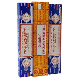 AMAHOFF Best of NAG Champa AGRABATHI 2 x SATYA, 1 x GOLOKA Incense Sticks + Stick Holder in Set