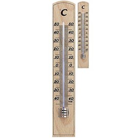 TFA Dostmann 12.1004 High Accuracy Analogue Indoor Thermometer Made of Solid Beech Wood Set of 2