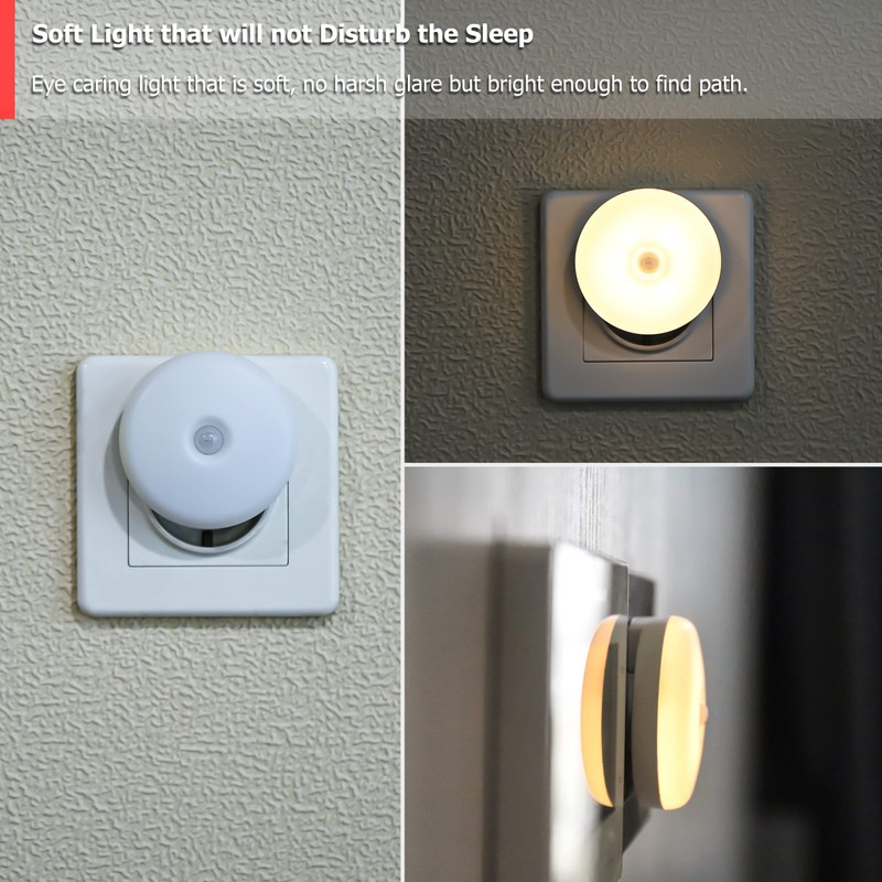 myCozyLite Night Light Socket Motion Sensor LED Night Light Warm