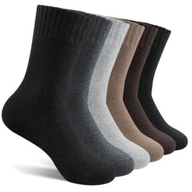 YUVFEHY 6 Pairs of Merino Wool Socks for Men, Ultra-Thick Winter Wool Hiking Socks, Warm Breathable Crew Mens Socks