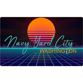Navy Yard City Washington 4 X 2.25-Inch Vinyl Decal Stiker Retro Neon Design