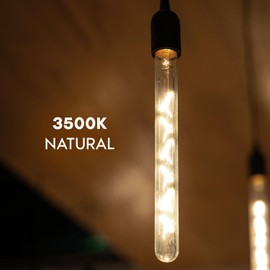 LUXRITE Vintage T9 Long LED Tube Light Bulbs 60W Equivalent, 3500K Natural White, 800 Lumens, Dimmable Edison Tubular Light Bulbs 7W, Clear Glass, LED Filament Bulb, UL Listed, E26 Base (4 Pack)