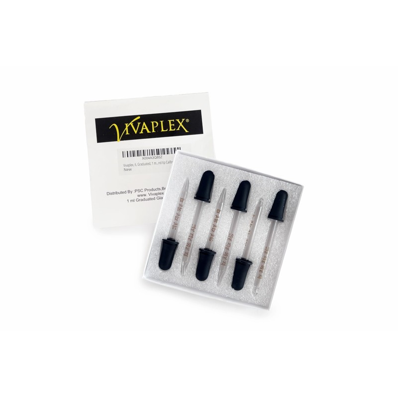 Vivaplex, 6, Graduated, 1 ml Glass Eye Droppers. Assorted Pack
