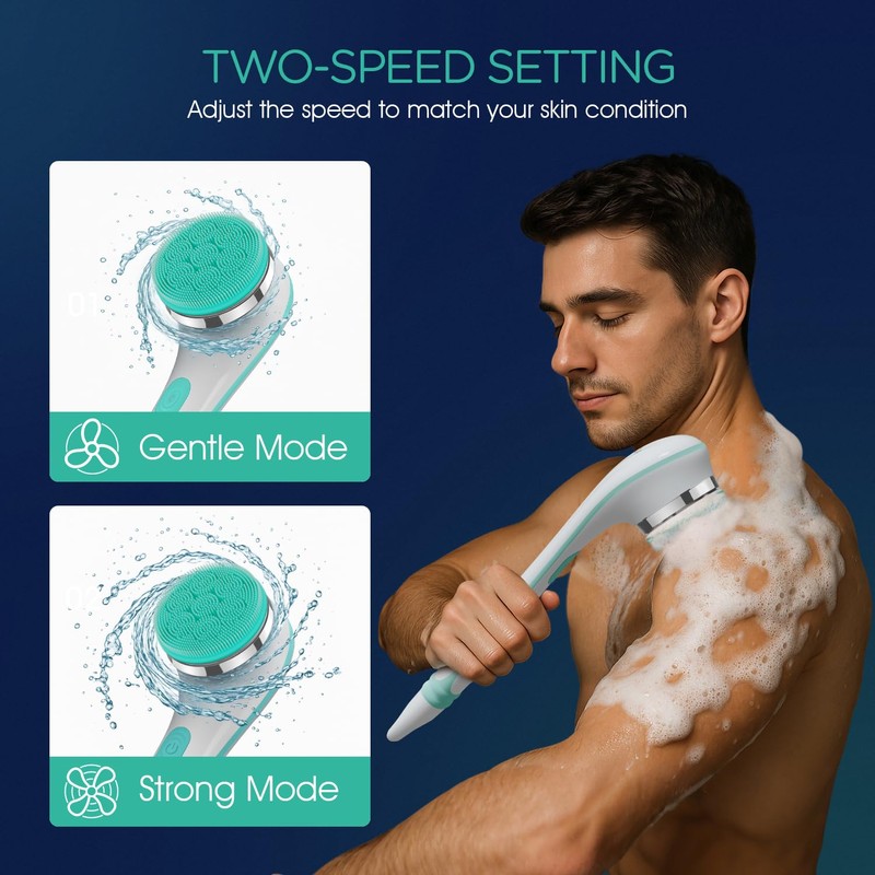 VOYOR Electric Silicone Body Scrubber, Back Scrubber for Shower, Waterproof