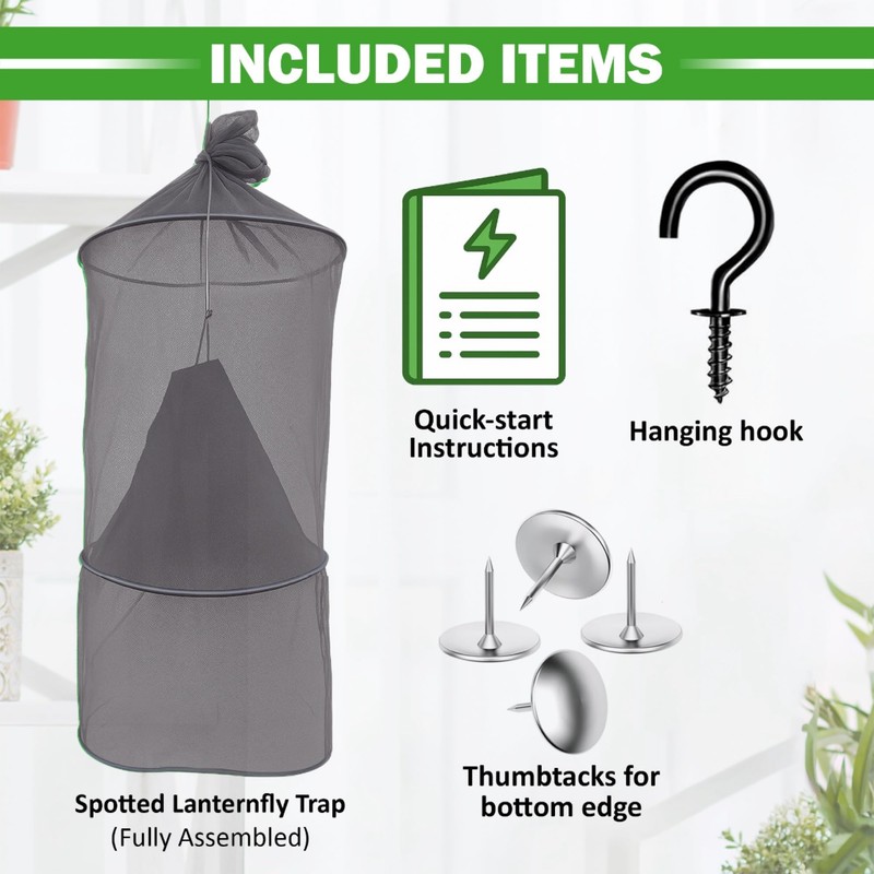 (Gray, 2 Pack) Spotted Lanternfly Mesh House Trap SLF. Simple