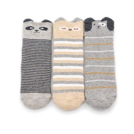 CoCoCute Baby Socks -3 Pairs Thick Winter Toddler Socks Baby Boy and Girl Socks Infant Socks Kid Sock Warm Cotton Crew Socks (S(1-3Y), Dog&Panda)
