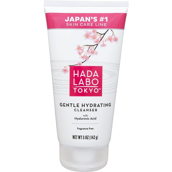 Hada Labo Tokyo Gentle Hydrating Cleanser 5 Oz - with Hyaluronic Acid cream facial wash non-drying free from fragrance parabens alcohol mineral oil and dyes (Packaging May Vary)