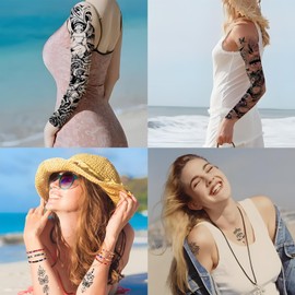 CUTELIILI Flora Temporary Tattoo for Women, 6 Sheets Sleeve Tattoos Full Arm Temporary Tattoo, 11 Sheets Half Arm Fake Tattoos That Look Real, Eyes, Fox, Butterflies