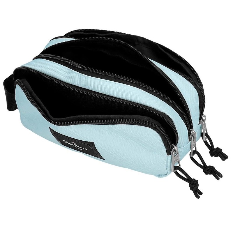 Pepe Jeans Aris Colorful Triple Pencil Case, Blue, 22 x