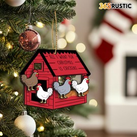 2024 Christmas Ornament for Tree, Car, Home Decoration, 2 Layered Wooden Ornament for Christmas Tree, Chicken Coop