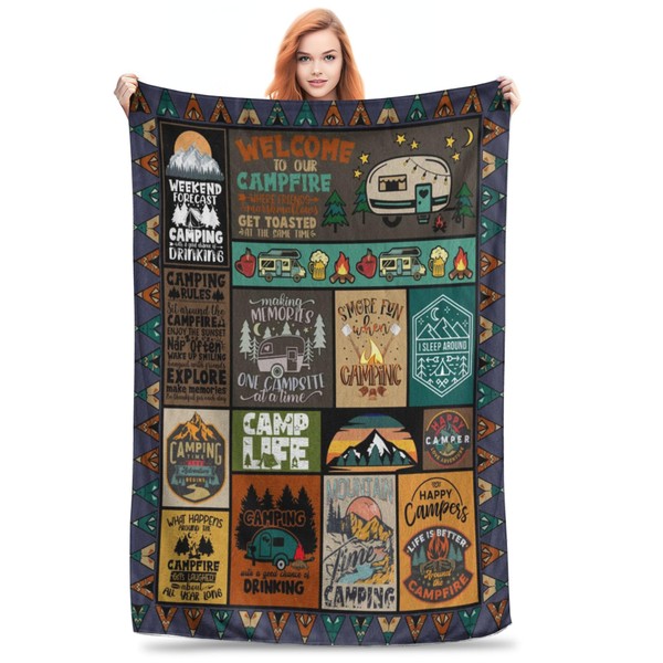 Camping Blanket Super Soft Throw Blanket for Bed Couch Sofa