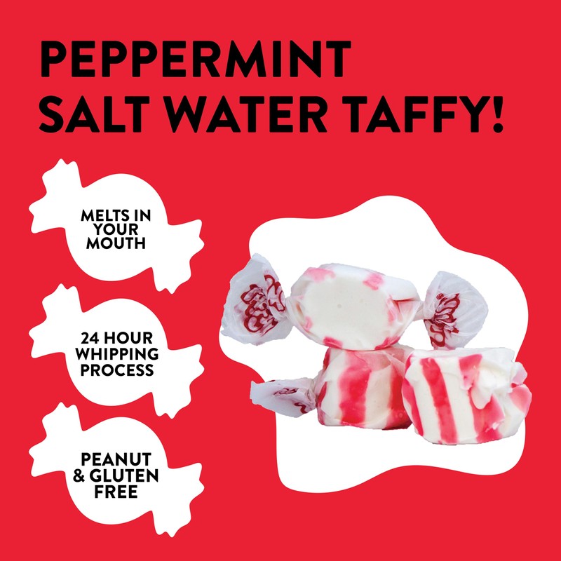 Taffy Town Saltwater Taffy- Peppermint | Gourmet Taffy| Nougat-Style Candy|