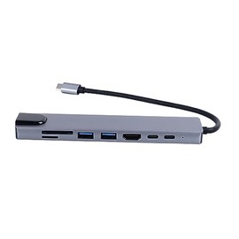 Yoidesu Adaptador Multipuerto USB C Hub, Adaptador USB C 8 en 1 con HDMI, Lector de Tarjetas SDTF, Puerto USB C, USB 3.0, Ethernet RJ45 para Todos... 