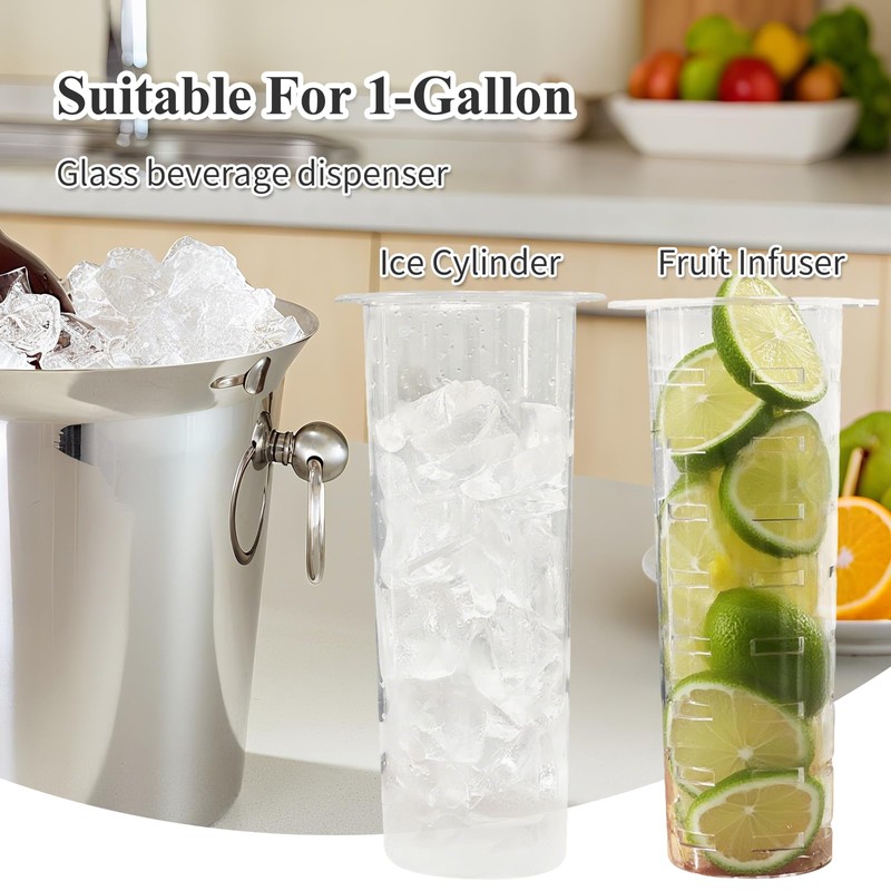 Fruit Infuser & Ice Cylinder for 1 Gallon Drink Dispensers,Compatible