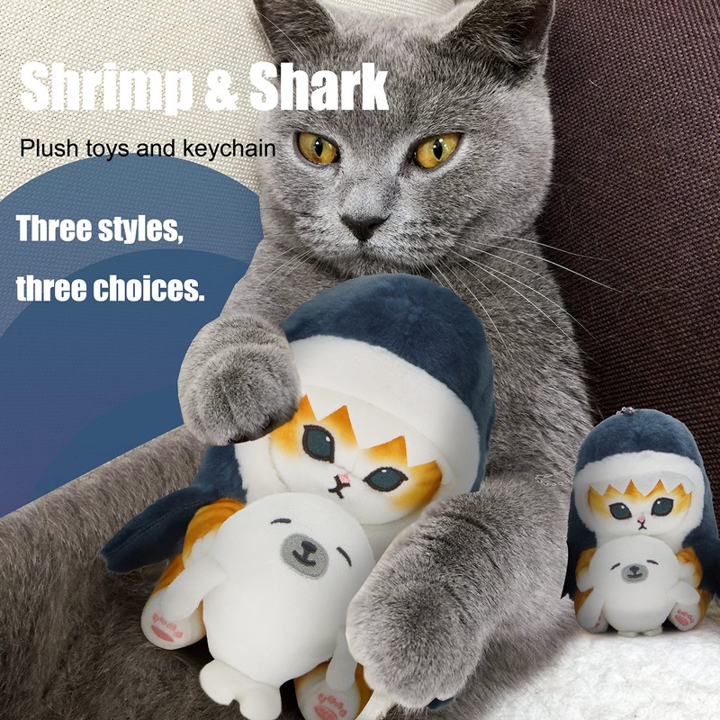 CNAANA Kawaii Shark Cat Plush Toy Stuffed Animal Doll, Soft