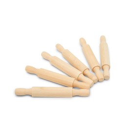 Wooden Mini Rolling Pin, 5 Inches Long, Pack of 6, Great for in The Kitchen and Crafting, Party Favors by Woodpeckers