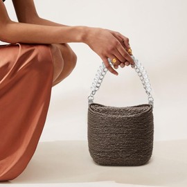 BOHUIZ 2Pcs Pearl Purse Chain Extender, Gold+Silver Handbag Straps Metal Shoulder Crossbody Bags Short Handle Replacement Charms Accessories for Women