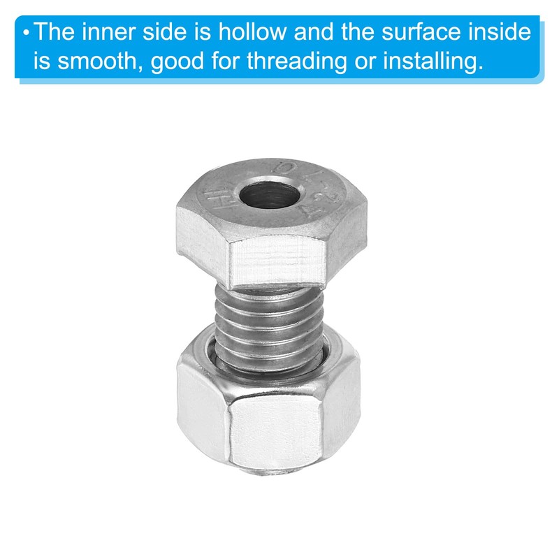 PATIKIL M12x25mm Hollow External Hexagon Screw, 2 Set Cylindrical Lamp
