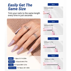 AIRSEE Professional Acrylic Nail Clippers with Magnetic Sizers for Acrylic Nails Fake Nail Tips, Stainless Steel Nail Trimmer for Artificial Tips, Manicure Pedicure Tool for Salon Home DIY - Pink